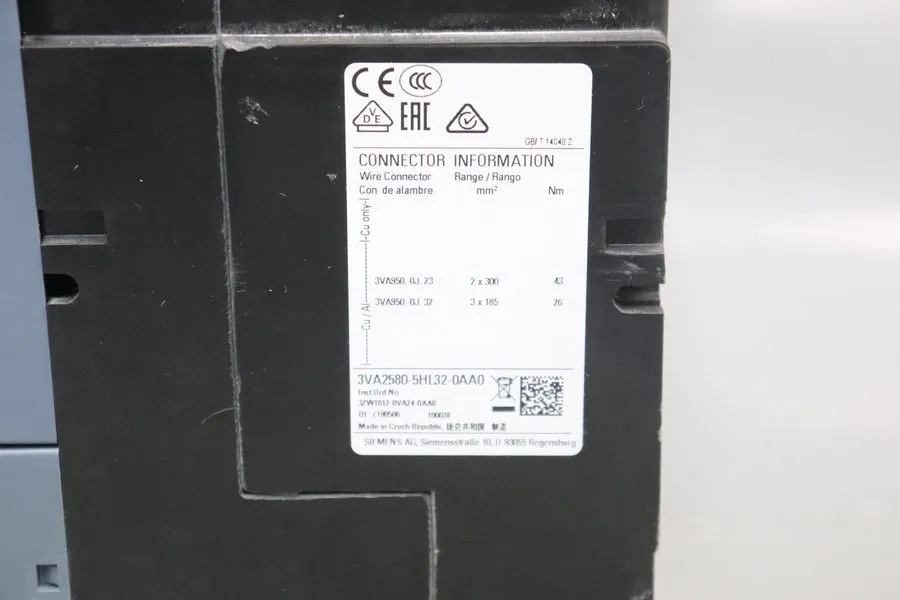 Автоматический выключатель Siemens Circuit Breaker 3VA2 IEC Frame 1000 3VA2580-5