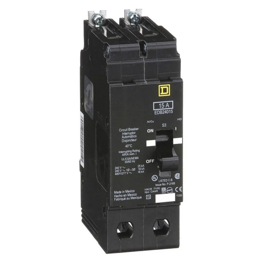 Автоматический выключатель Square D EDB24015 15A 480V 2-Pole Circuit Breaker EDB — фото лота 1