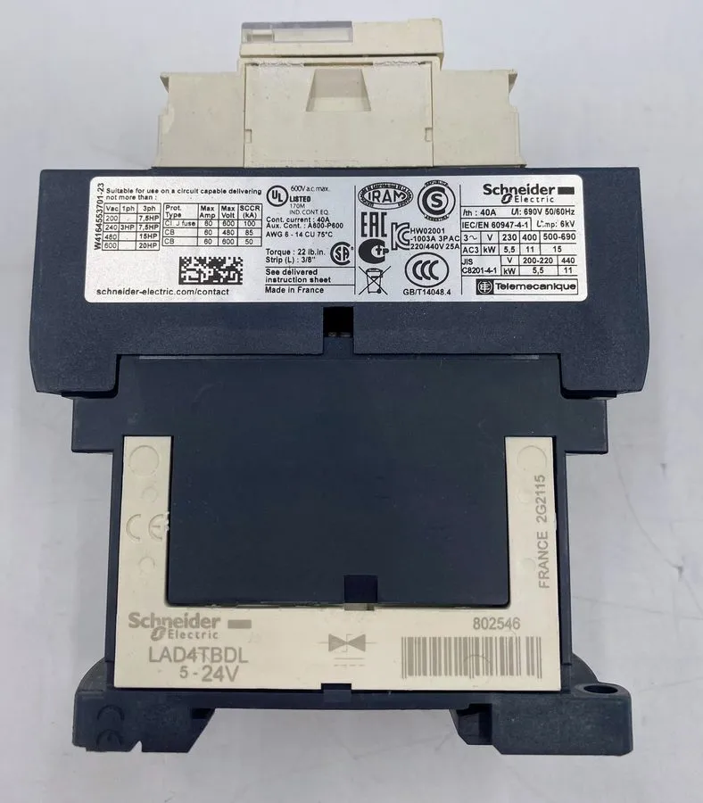 Контактор Schneider LC1D25BL TeSys D Magnetic Contactor 25A 24V DC — фото лота 2