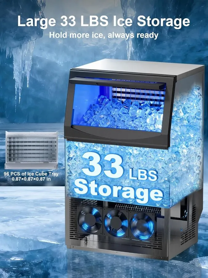 Льдогенератор 200lbs/24H Commercial Ice Maker Under Counter Freestanding Full ic — фото лота 2