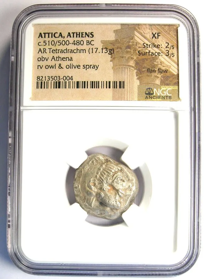 Лабораторный прибор Attica Athens AR Tetradrachm 510-480 BC Rare Early Issue NGC