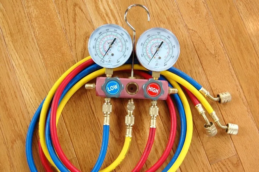 Манометрический коллектор R410A R22 R134a+Manifold Gauge+Hose Set 1/4 Adapters t — фото лота 2