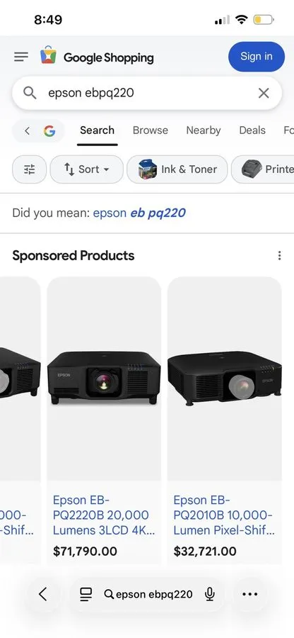 Проектор Epson EB-PQ2008B 8000 Lumens 4K 3LCD Laser Projector V11HB01820(No Lens
