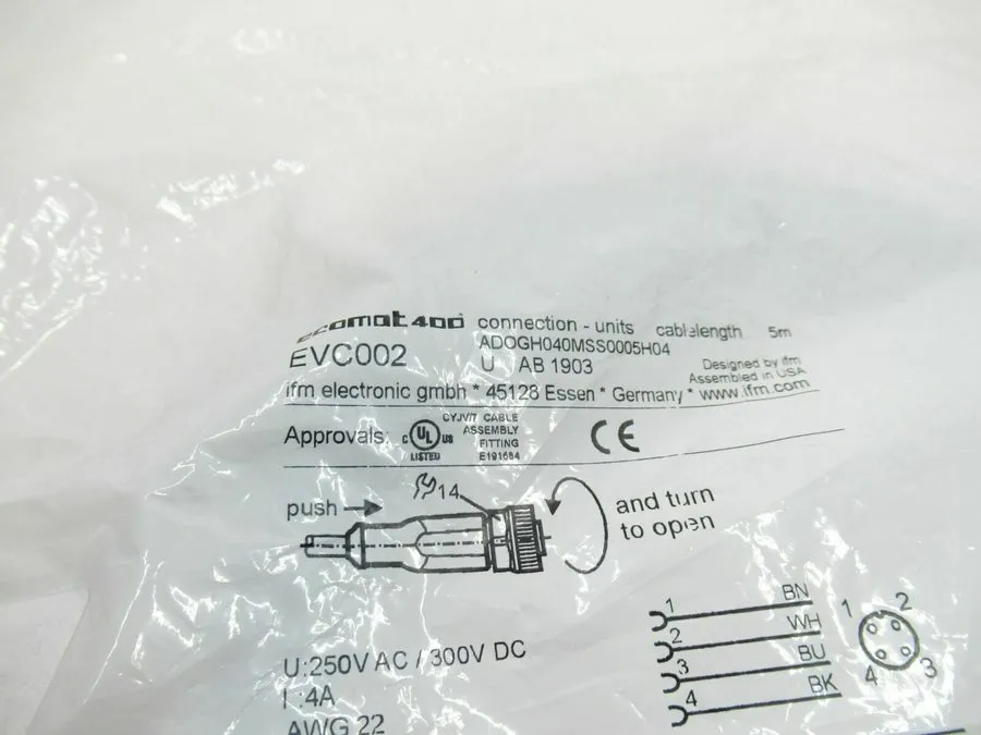 Соединительный кабель IFM EVC002 ADOGH040MSS0005H04 Proximity Sensor