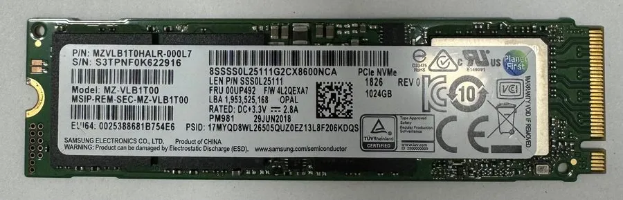 SSD-накопитель SAMSUNG PM981 1TB M.2 NVMe PCIe 3.0 x4 SSD MZ-VLB1T00 HP L01432-5