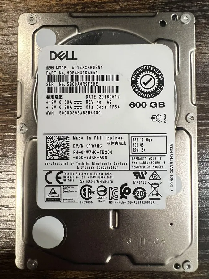 Жёсткий диск DELL HARD DRIVE HDD SAS AL14SXB60ENY 2.5" 600GB 12G 15K RPM 1W7HC