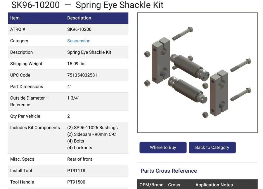 Такелажная скоба Atro p/n SK96-10200 Spring Eye Shackle Kit — фото лота 1