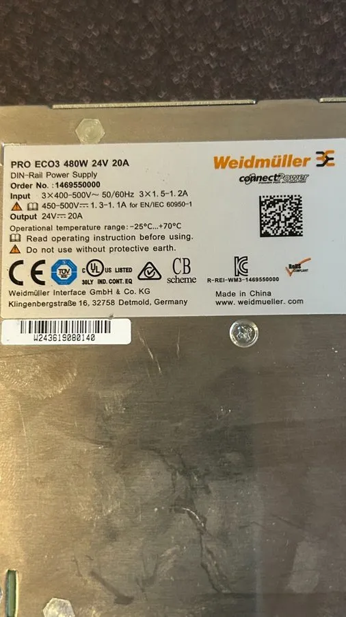 Блок питания Weidmuller PRO ECO3 480W 24V 20A DIN-Rail Power Supply 1469550000 # — фото лота 1