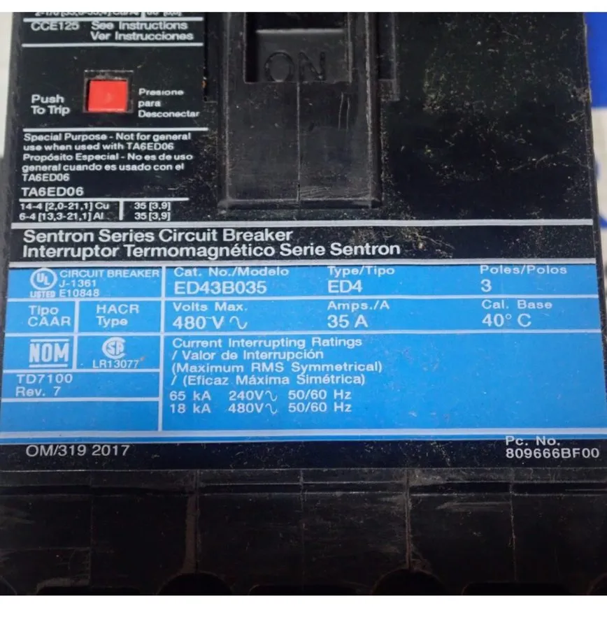 Автоматический выключатель SIEMENS ED43B035 Molded Case Circuit Breaker, ED4 Ser