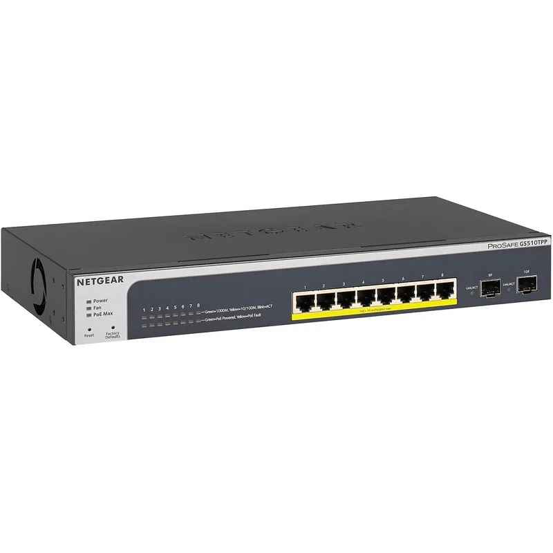 Коммутатор NETGEAR ProSafe (GS510TLP-100NAS) 8-Port Rack-Mountable PoE Switch