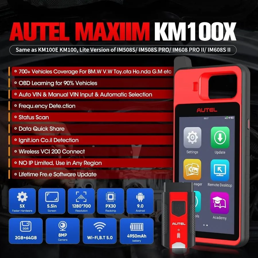Диагностический сканер Autel MaxiIM KM100 KM100X KM100E Key FOB Generation Auto  — фото лота 2