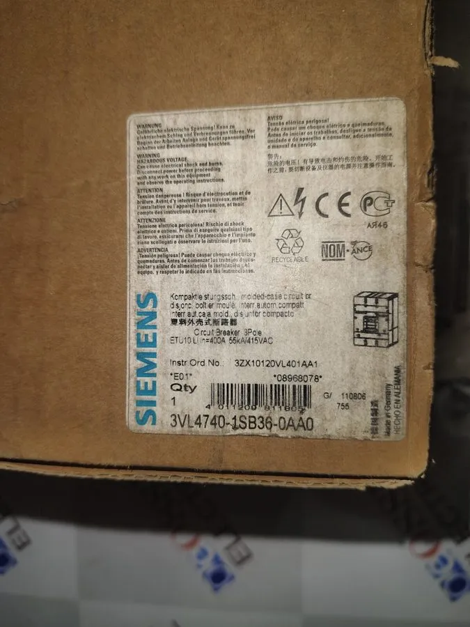Автоматический выключатель SIEMENS VL400 3VL4740-1SB36-0AA0 CIRCUIT BREAKER 400A — фото лота 1
