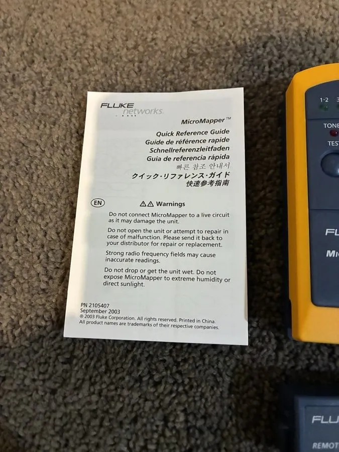Тестер Fluke Network MicroMapper MT-8200-49A Wiremap Checker — фото лота 2