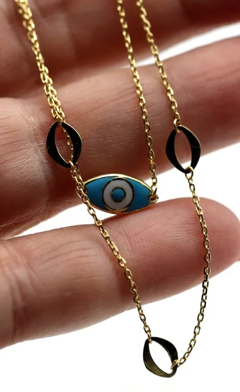 Оборудование 42cm 18ct 750 Gold Yellow Gold Stacker Greek Eye Necklace Chain 3.5 — фото лота 2