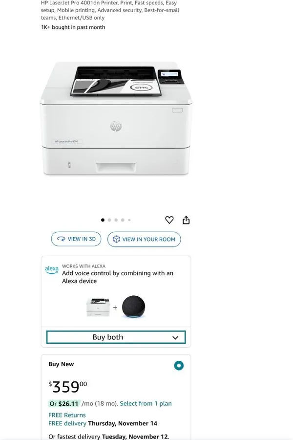 Лазерный принтер HP LaserJet Pro 4001NE Monochrome Network Laser Printer
