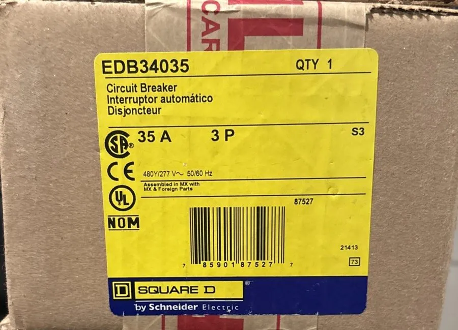 Автоматический выключатель SQUARE D EDB34035 EDB 3 POLE 35AMP 480v CIRCUIT BREAK