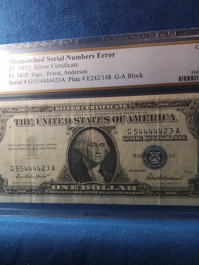 Лабораторный прибор $1 From 1957 SC, with Mismatched Serial Numbers, Fr-1619 PCG — фото лота 2