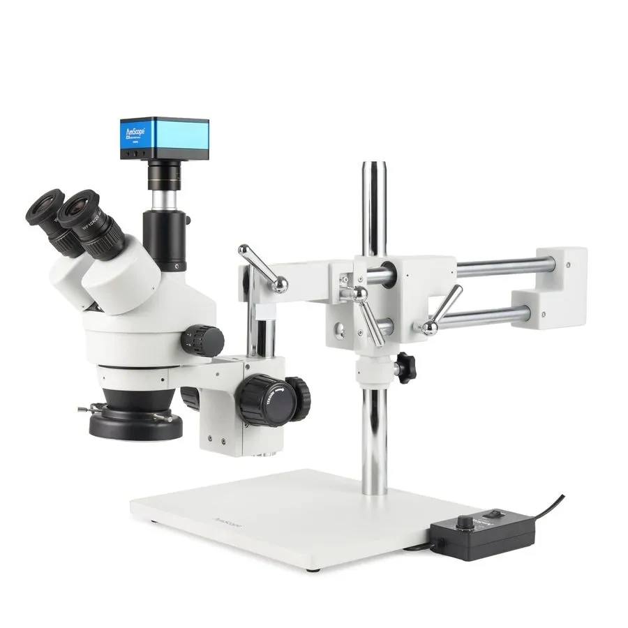 Микроскоп AmScope 7X-135X Trinocular Stereo LED Microscope+2-Arm Boom+4K 8MP HDM