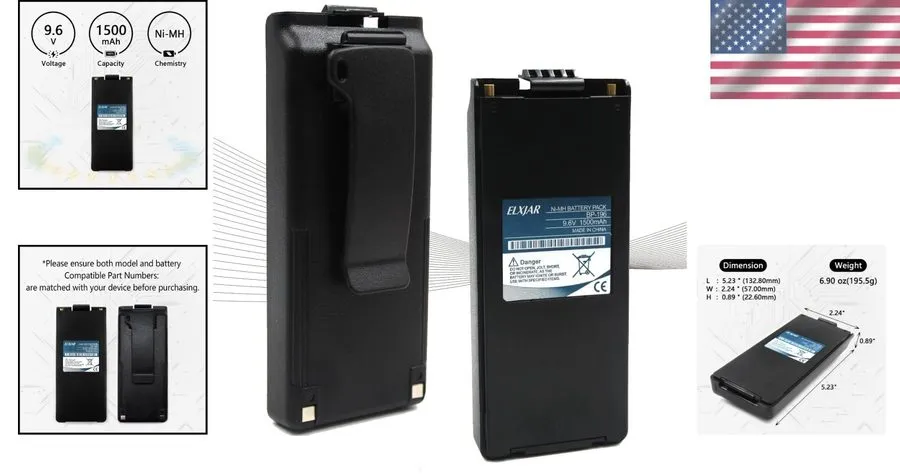 Радиостанция 2-Pack 9.6V 1500mAh Ni-MH BP-196 Batteries — фото лота 1