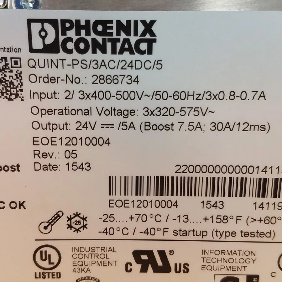 Блок питания Phoenix Contact QUINT-PS/3AC/24DC/5 2866734 power supply