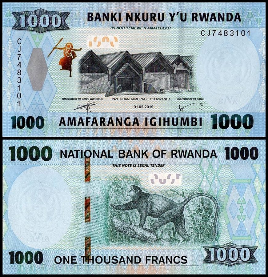 Лабораторный прибор Rwanda 1000 Francs, 2019, P-39a.2, UNC X Brick — фото лота 1