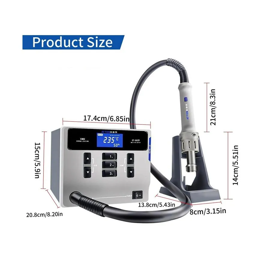 Паяльная станция ATTEN ST-862D 1000W Digital Display Automatic Sleep, Hot Air Re