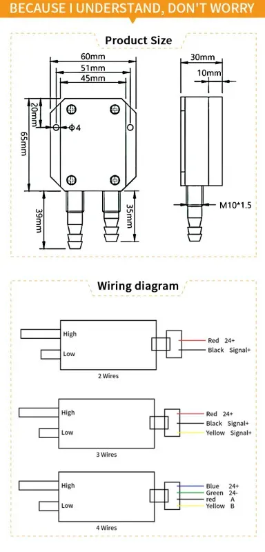 Датчик давления Differential Pressure Sensor Air Wind Pressure Transmitter 4-20m
