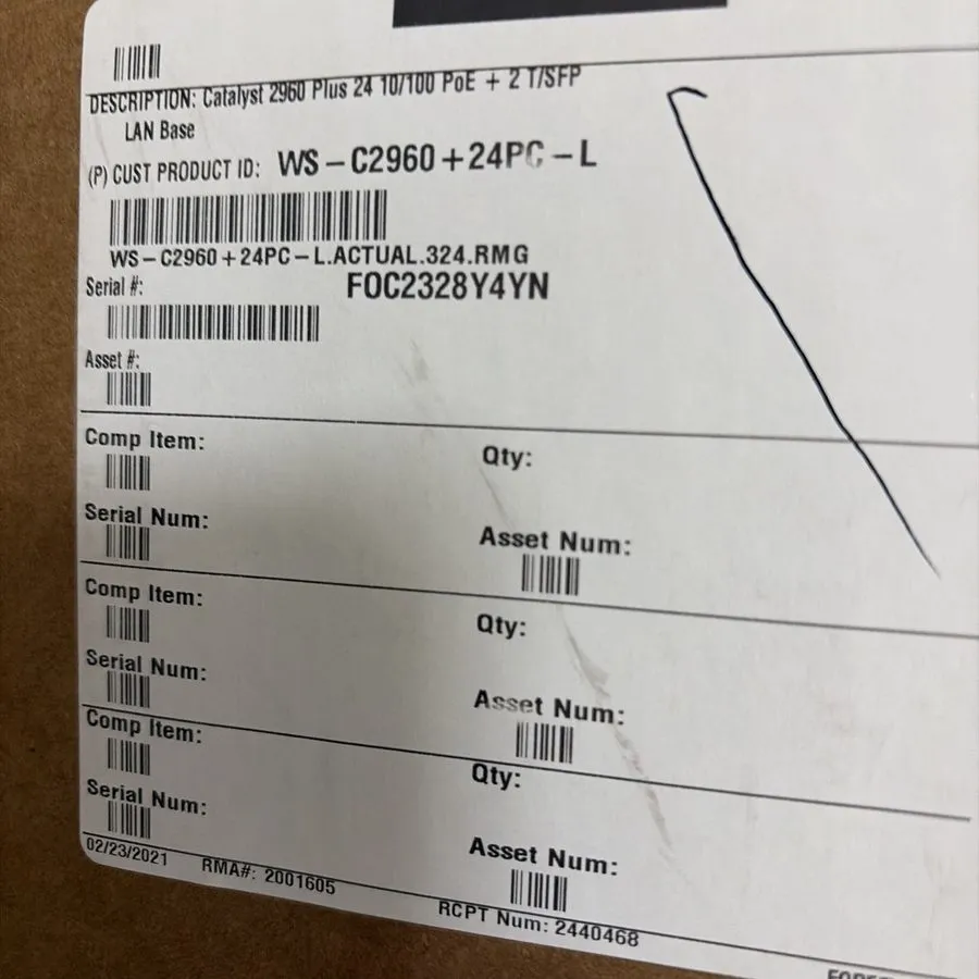 Коммутатор Switch cisco 2960 poe WS-C2960+ -L 24 PORTS WSC296024PCL