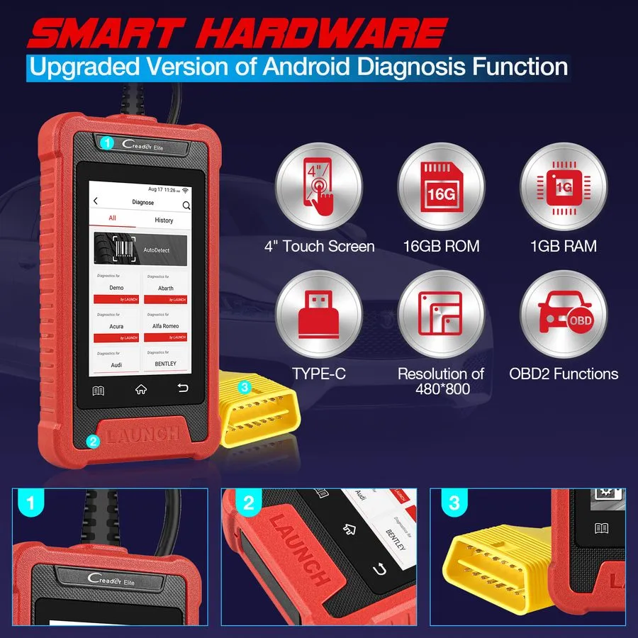 Диагностический сканер LAUNCH CRE205 OBD2 Scanner Engine ABS SRS Code er Oil Res — фото лота 1