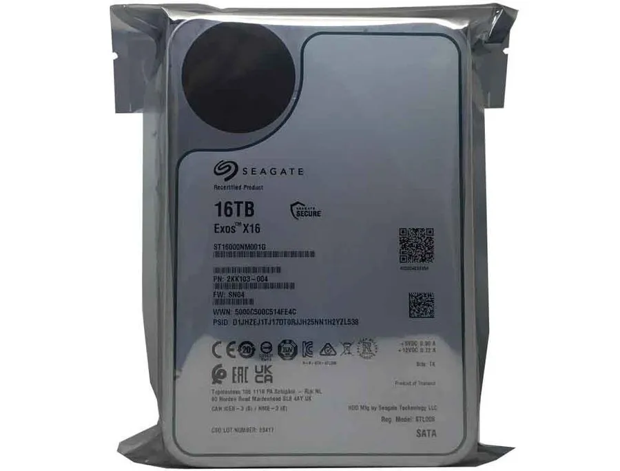 Жёсткий диск ST16000NM001G Seagate Exos X16 16TB SATA 7.2K RPM 512e 6GB/s 3.5" H