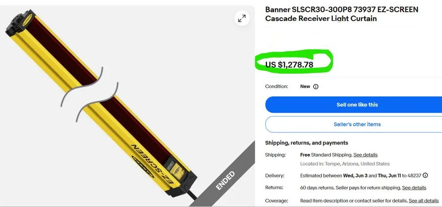 Световая завеса BANNER SLSCR30-300P8, SLSCE30-300P8 SAFETY LIGHT CURTAIN Set (st