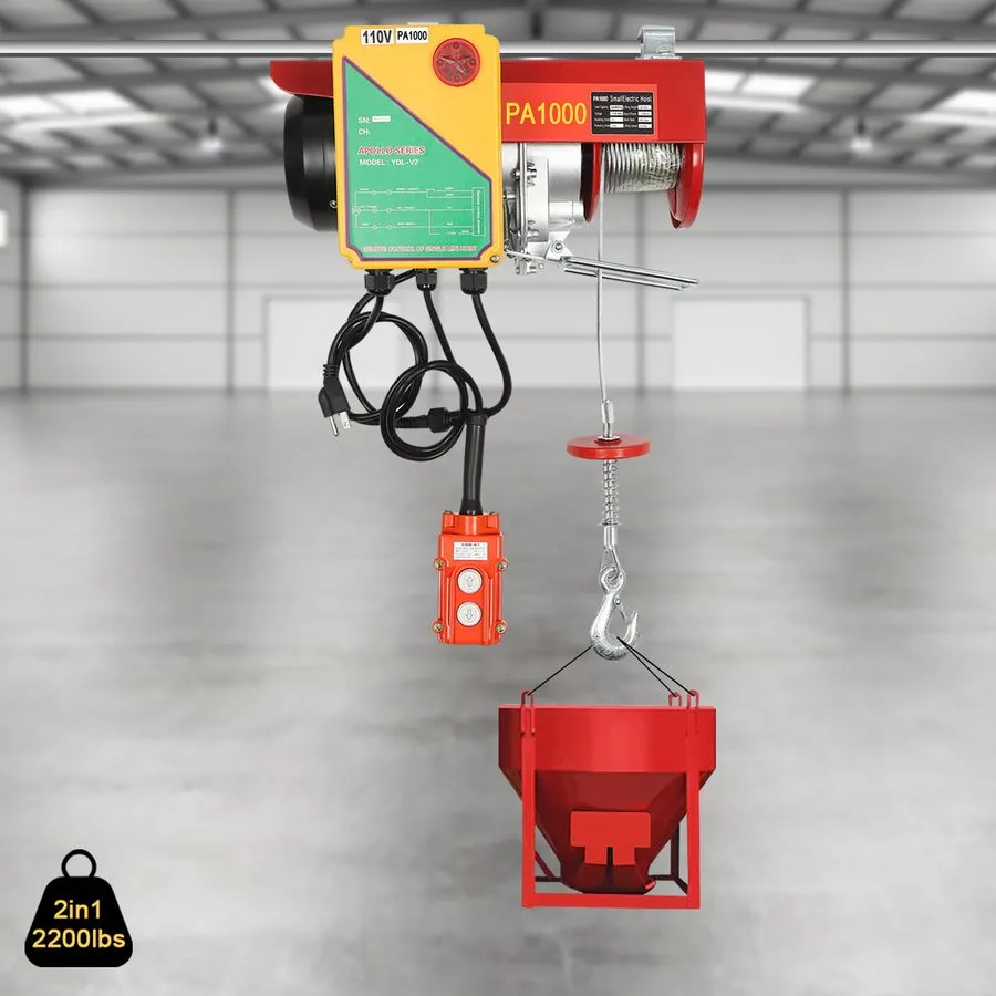 Таль 2200lb 1600W 110V Electric Hoist, 40ft Lift, Pure Copper Motor, 14ft Remote