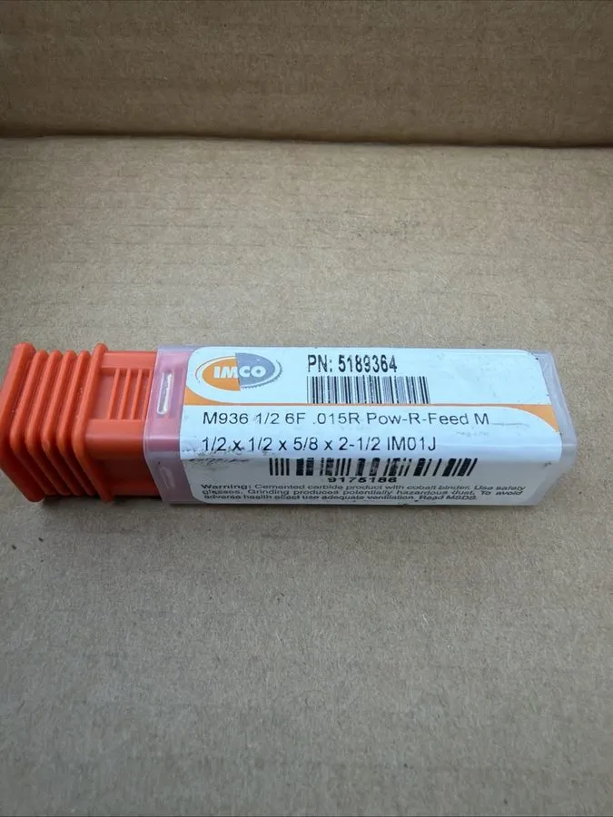 Режущий инструмент Imco Carbide End Mill 5189364, M396 1/2 6F .015R POW-R-Feed M — фото лота 1