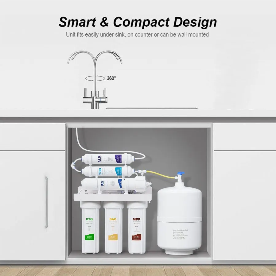 Насос 6 Stage 100GPD Alkaline RO Reverse Osmosis Drinking Water Filter System