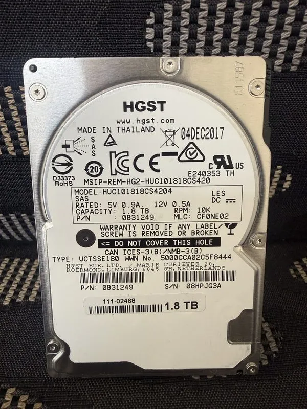 Жёсткий диск NewVTHDD DELL 1.8TB SAS 2.5" 12Gbps 10K RPM HDD HUC101818CS4204 0VT