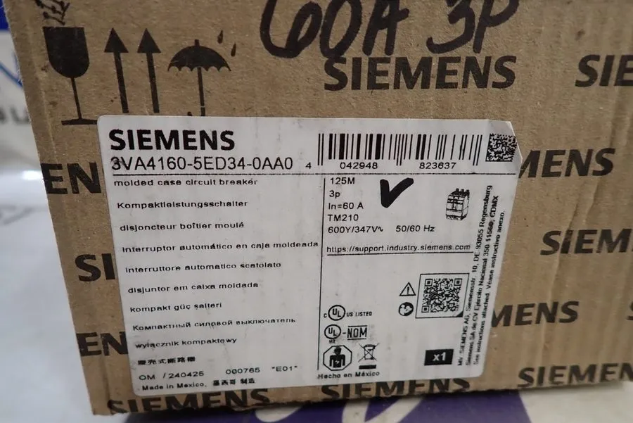 Автоматический выключатель SIEMENS CIRCUIT BREAKER 3VA4160-5ED34-0AA0 60A 600Y/3