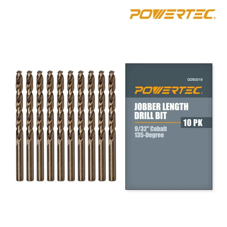 Режущий инструмент POWERTEC 9/32" Cobalt Drill Bit 135?X Set 10-Pack QDB2018 — фото лота 2