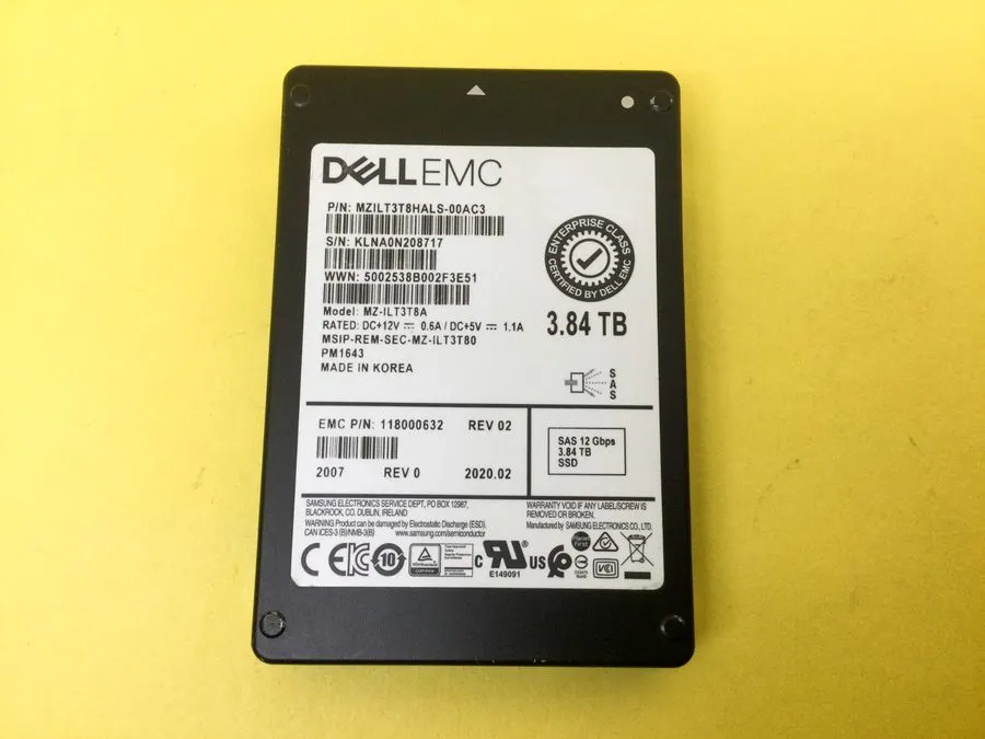 SSD-накопитель MZ-ILT3T8A SAMSUNG PM1643 3.84TB SAS 12G INTENSIVE 2.5'' SSD EMC 