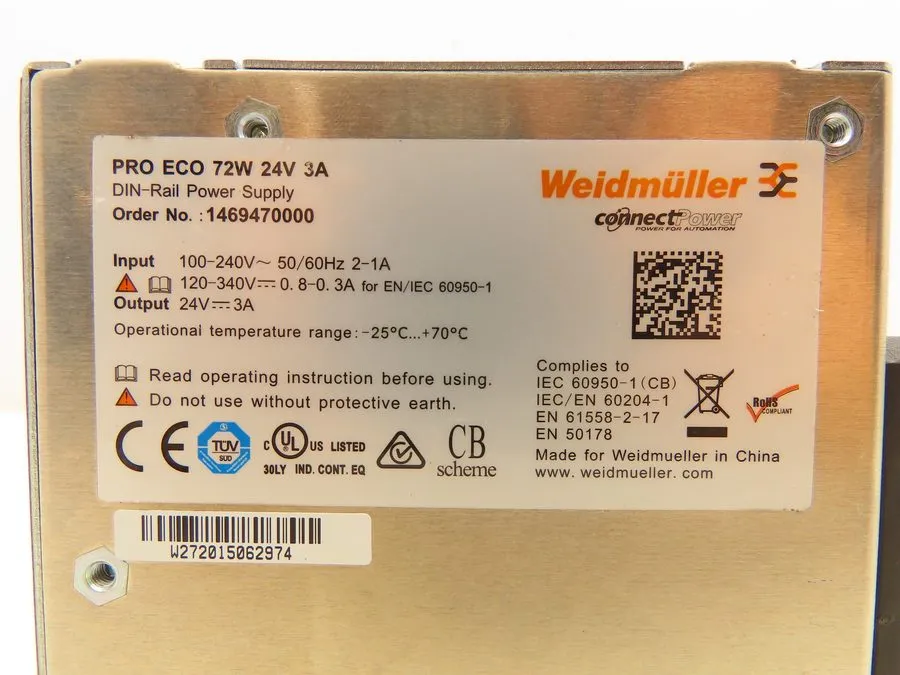 Блок питания Weidmuller 1469470000 PRO ECO DIN Rail Power Supply 72W 24V 3A