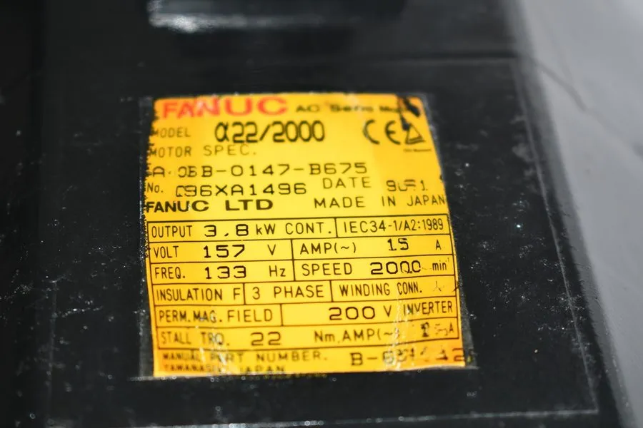 Серводвигатель Fanuc CNC A06B-0147-B675 3.8kW 157VAC 15AMP AC Servo Motor