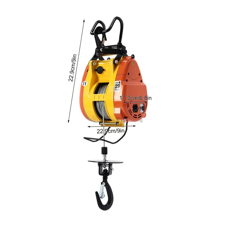 Таль LES-S230 1300W Electric Hoist 500Lbs Wired Control 95Ft Lift Yellow — фото лота 1