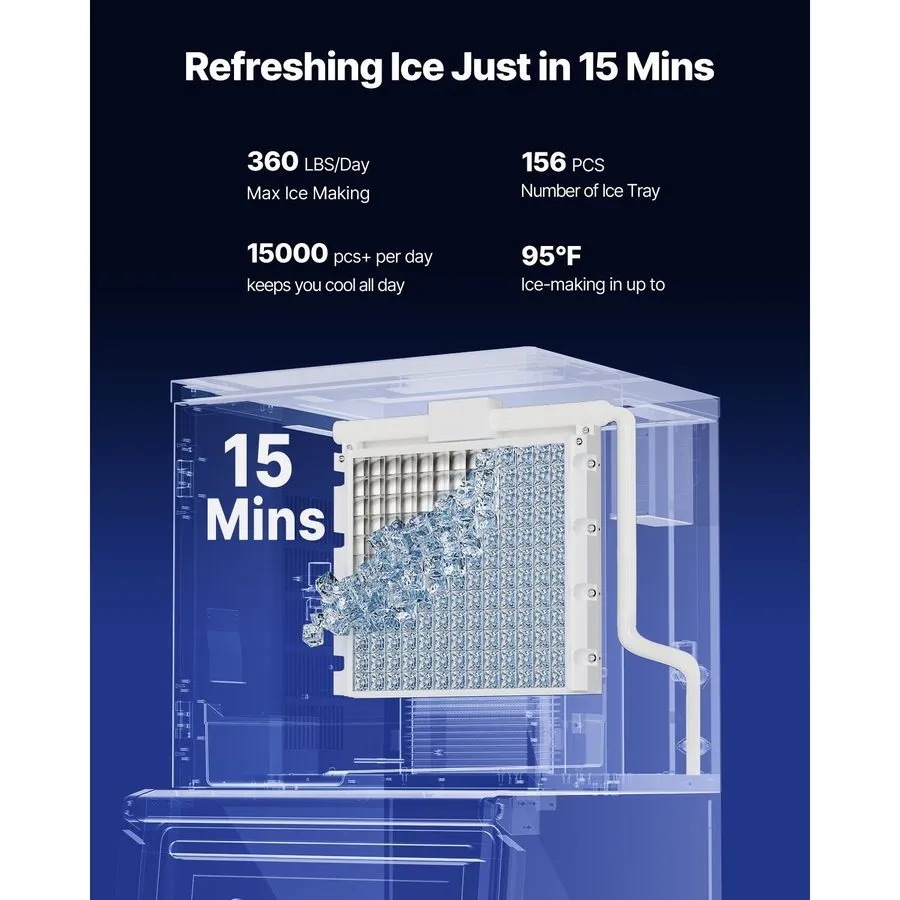 Льдогенератор Ice Maker 360lb/24h, 250lb Bin, Galvanized Casing, Touch Control