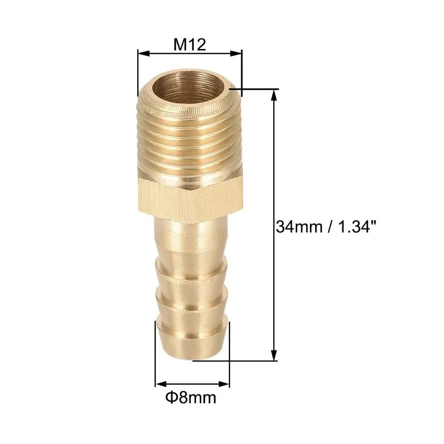 Датчик uxcell Brass Fitting Connector Metric M12-1.25 Male M12-1.25mm x 10mm — фото лота 1