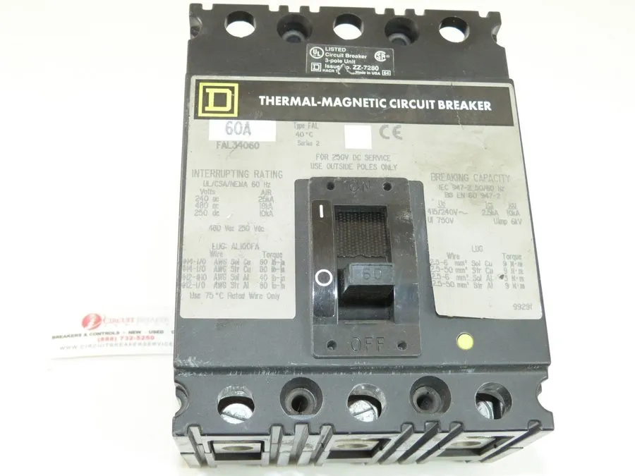 Автоматический выключатель Square D 60 Amp 18kA@480V Max Circuit breaker FAL3406