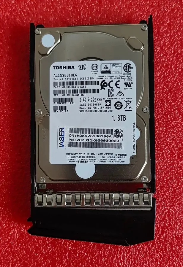 Сервер Toshiba 1.8TB 10K SAS 2.5" 12Gbps 12GB HARD DRIVE Dell HP Server AL15SEB1