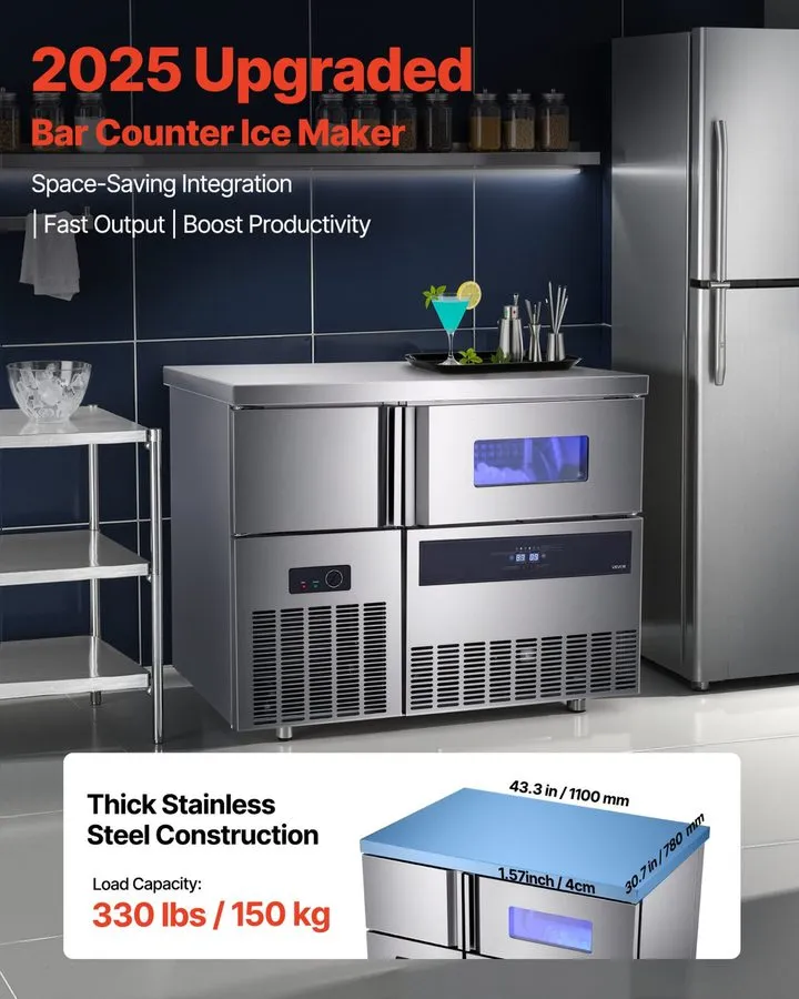 Льдогенератор Stainless Worktable Ice Maker 330lb/24H Self-Cleaning — фото лота 1