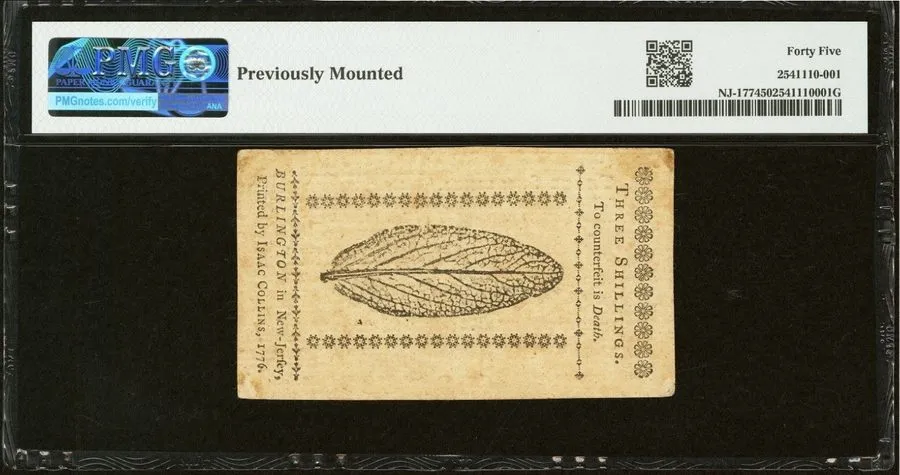 Лабораторный прибор FR. NJ-177 March 25, 1776 3S Jersey Colonial Currency PMG Ge
