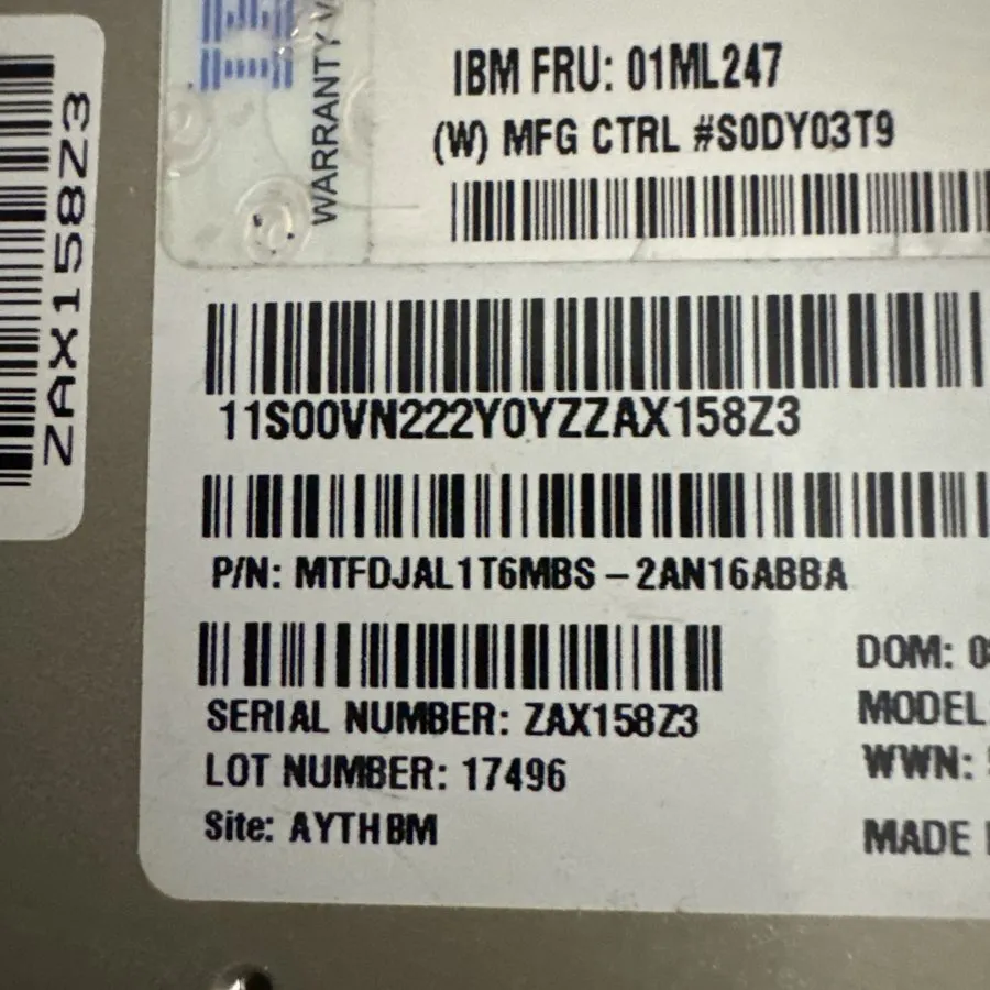 SSD-накопитель IBM 1.6TB SSD SED SAS 12G Storwize 2.5 SFF 01ML247 MTFDJAL1T6MBS — фото лота 1