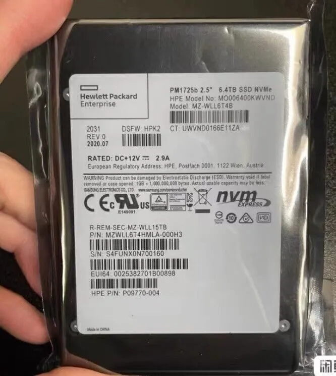 SSD-накопитель MZ-WLL6T4B SAMSUNG PM1725b 6.4TB NVME PCIE 3.0X4 U.2 2.5in SSD MZ