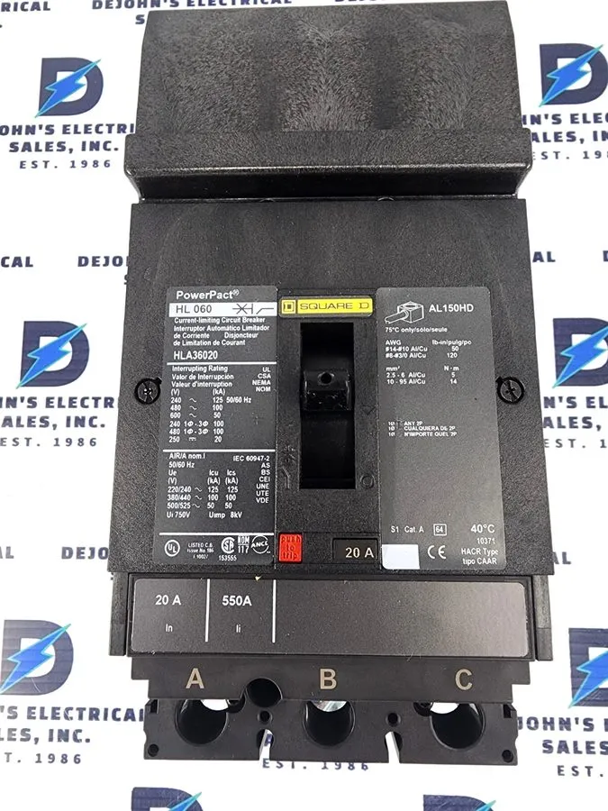 Автоматический выключатель NTO HLA36020 Square D 20 Amp 600V 3P Plug In I-Line C